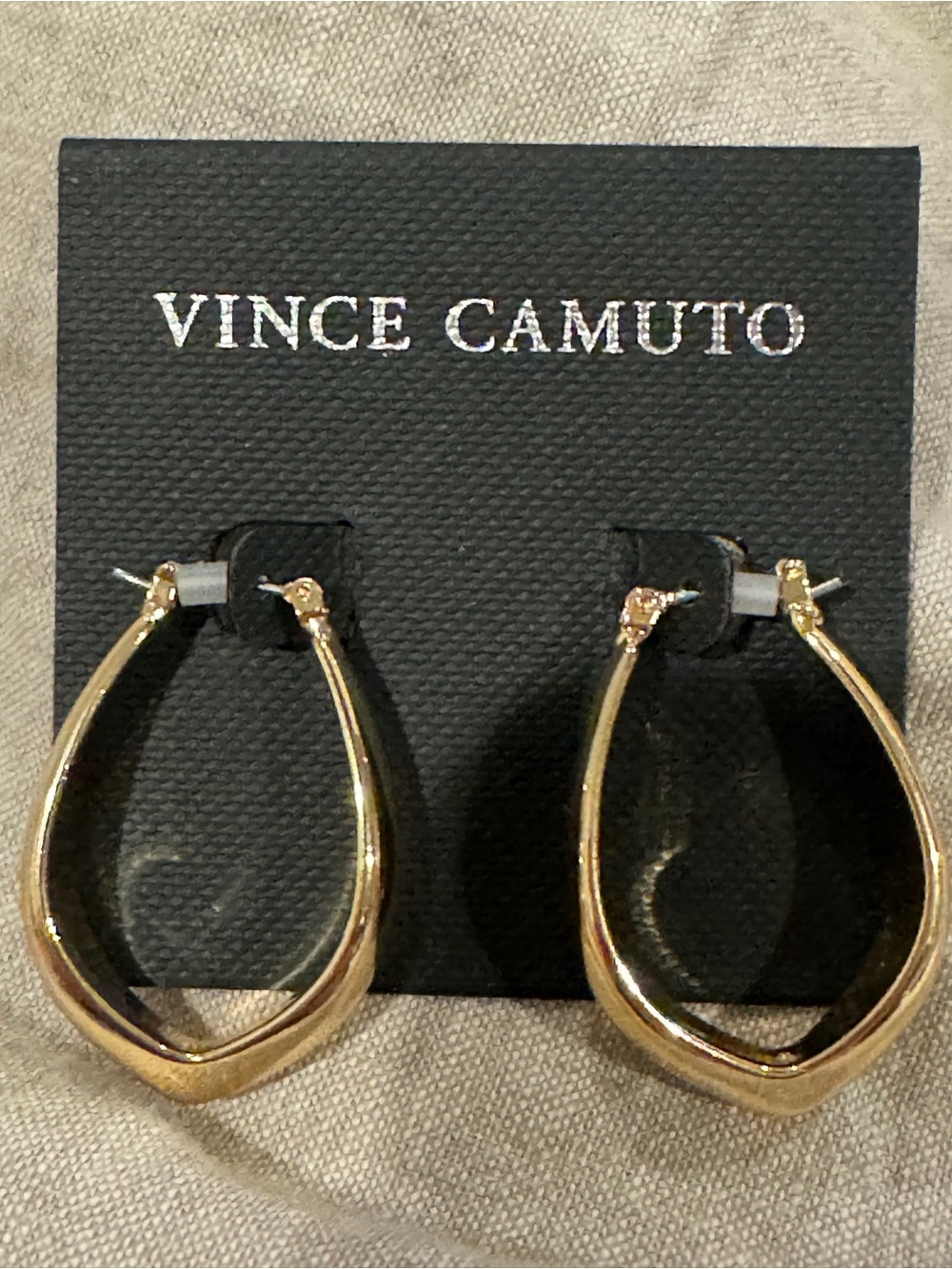 Vince Camuto Gold Hoop Teardrop Earrings - NEW in Original Packaging